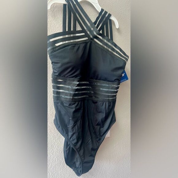 Hilor Sexy One Piece Swimsuit Mesh Criss Cross Tummy Control Size M/8~NWT - Picture 3 of 7